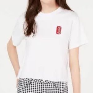 Mighty Fine Cropped Tee. CocaCola embroided patch can detail. Size S. NWT